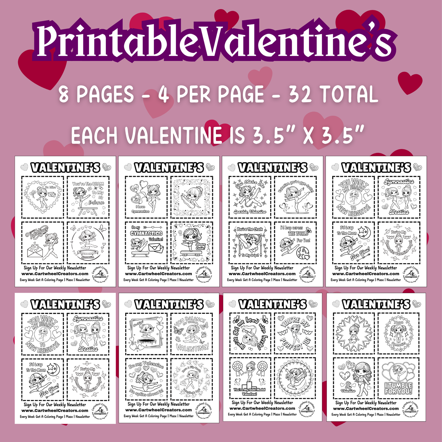 Printable Gymnastics Valentine's